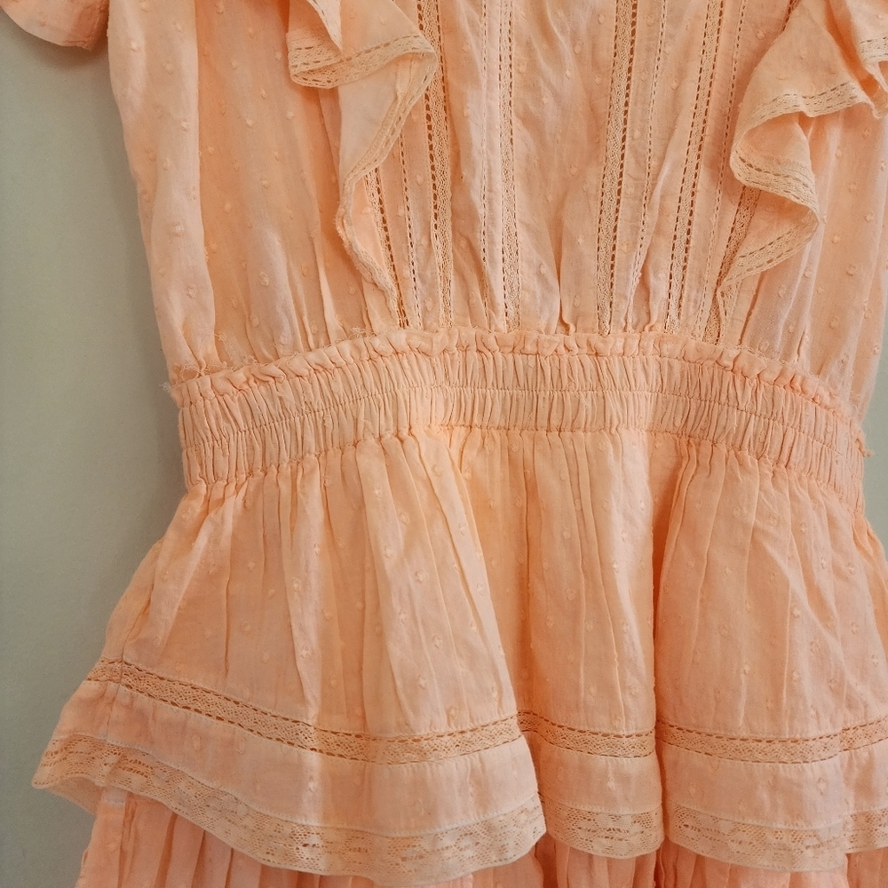 Peach Blossom Mini Dress Ruffled Size Medium - Picture 9 of 16